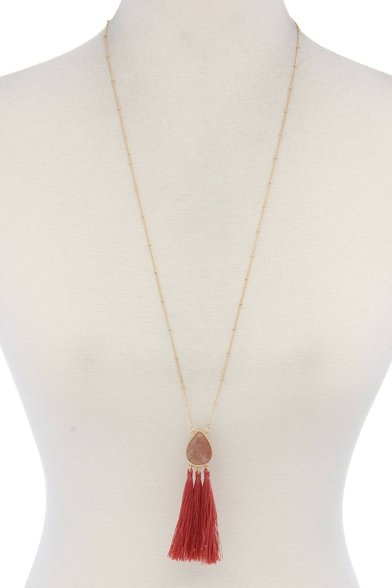 Teardrop Shape Tassel Pendant Necklace