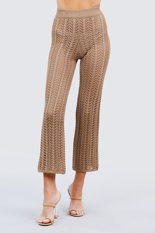 Flare Long Fishnet Sweater Pants