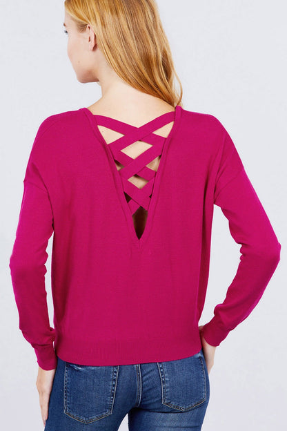 V-neck Back Cross Sweater