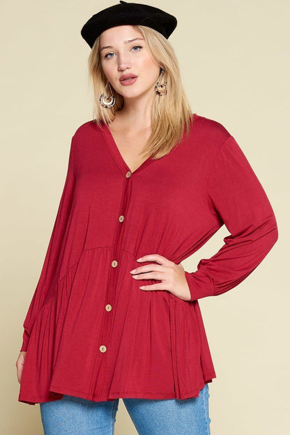 Plus Size Modal Jersey Faux Button Up