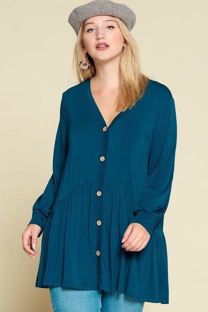 Plus Size Modal Jersey Faux Button Up