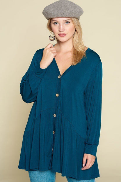 Plus Size Modal Jersey Faux Button Up