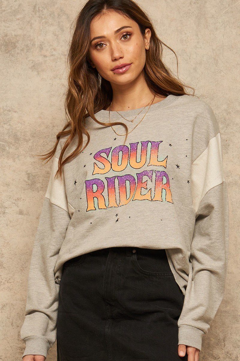 A French Terry Knit Graphic Sweatshirt