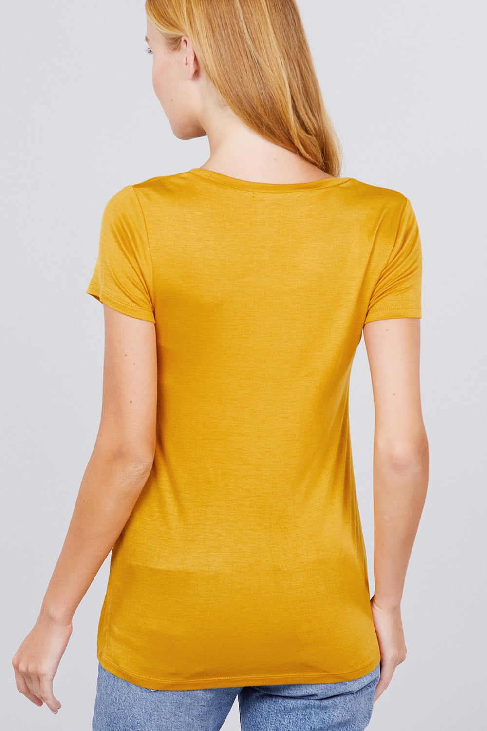 Short Sleeve Scoop Neck Top With Pocket