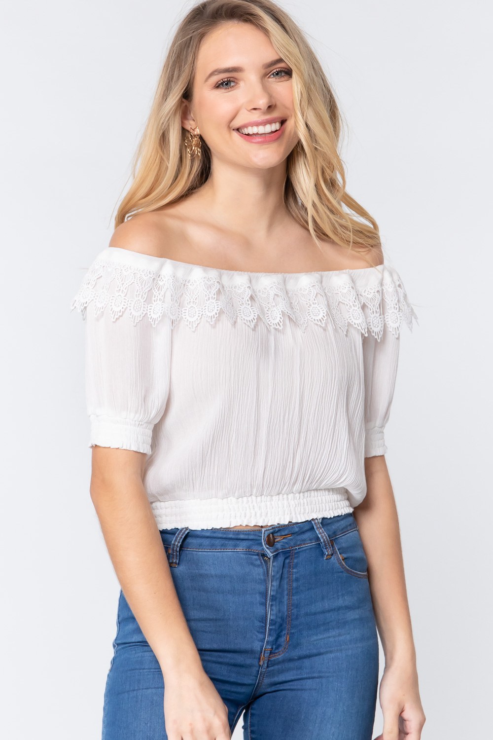 Off Shoulder Lace Detailed Top