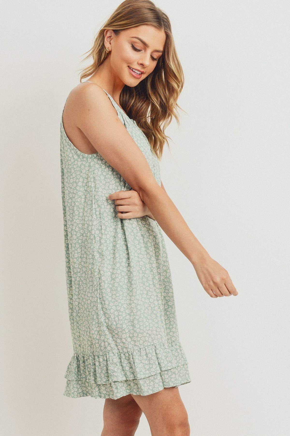 Ruffled Floral Sleeveless Dress