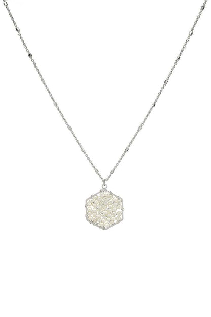 Fashion Pearl Wraps Hexagon Pendant Necklace