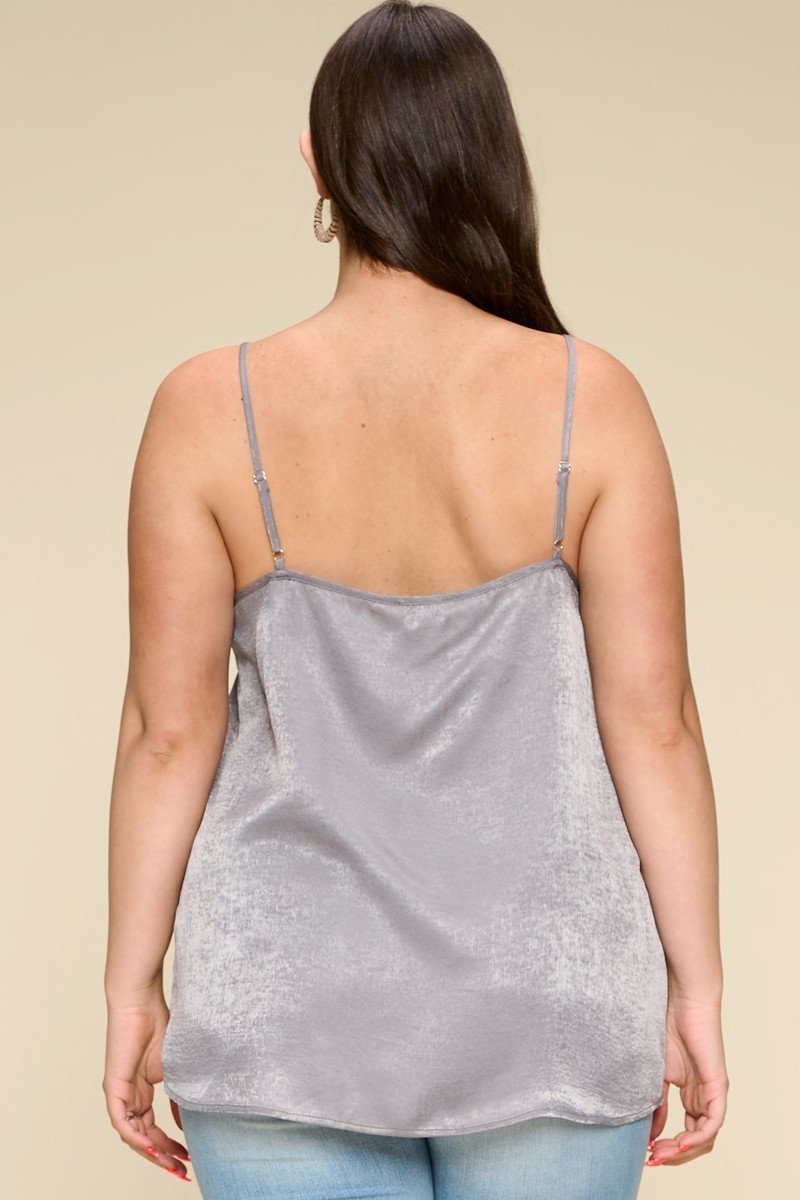 Solid Satin Sleeveless Cami Woven Tank Top