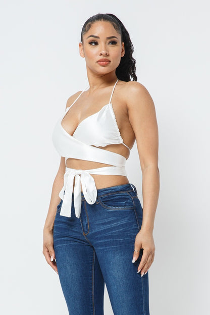 Satin Wrap Around Top