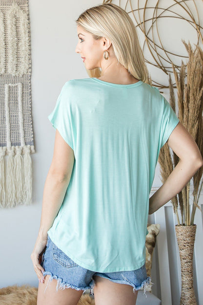 Short Sleeve V Neck Top