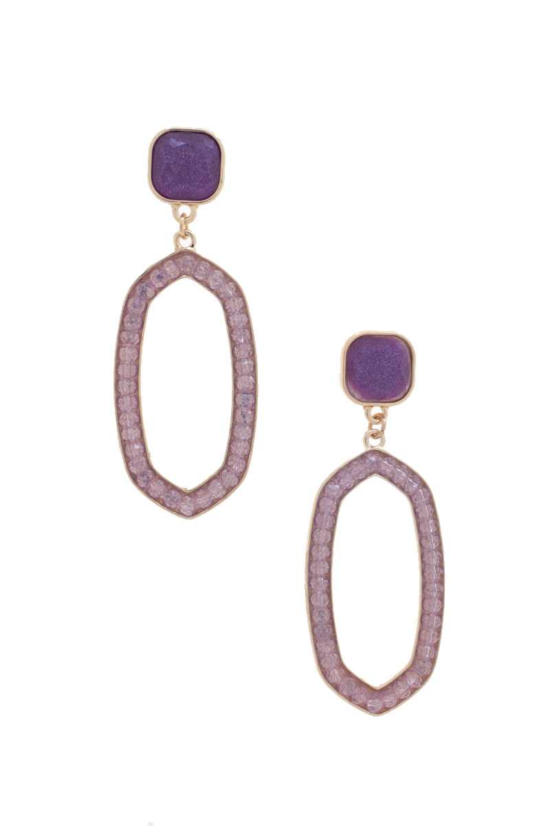 Beaded Oval Post Drop Earring