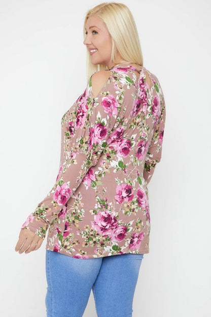 Flattering Cutout Details Floral Print Top