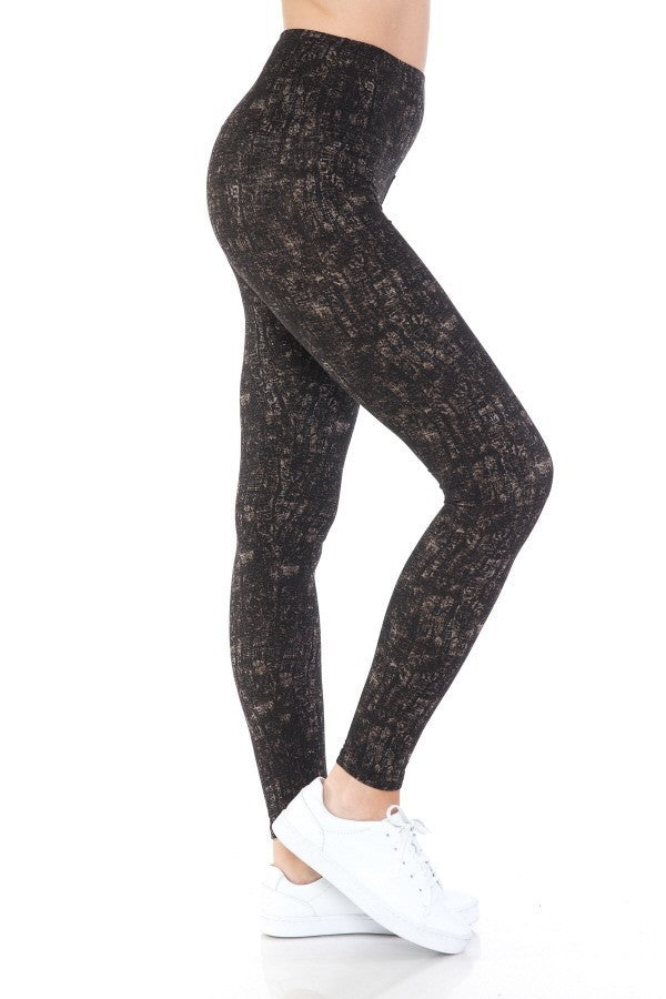 Yoga Style Banded Lined Multi Printed Knit Legging With High Waist