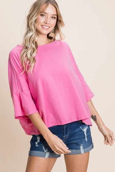 Solid Cotton Casual Top