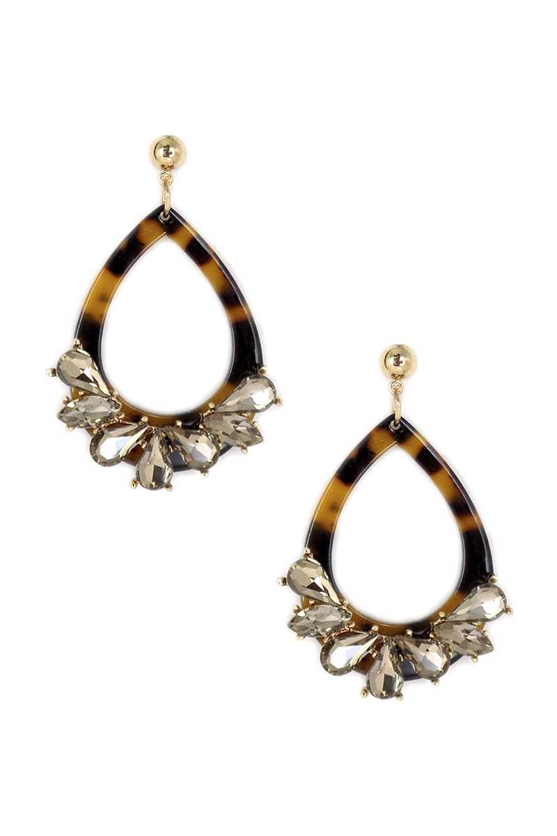 Acetate Rhinestone Teardrop Dangle Earring