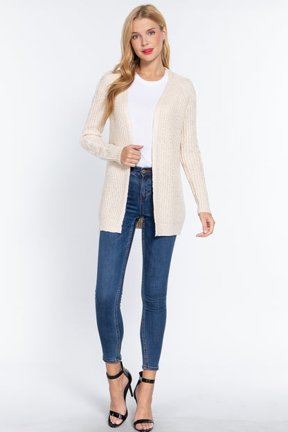 Long Slv Open Front Sweater Cardigan