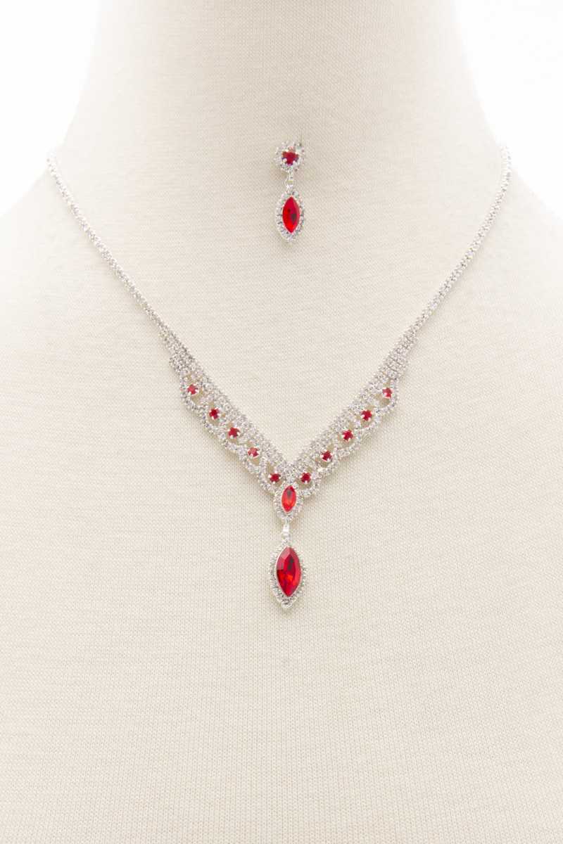 Marquise Shape Rhinestone Necklace