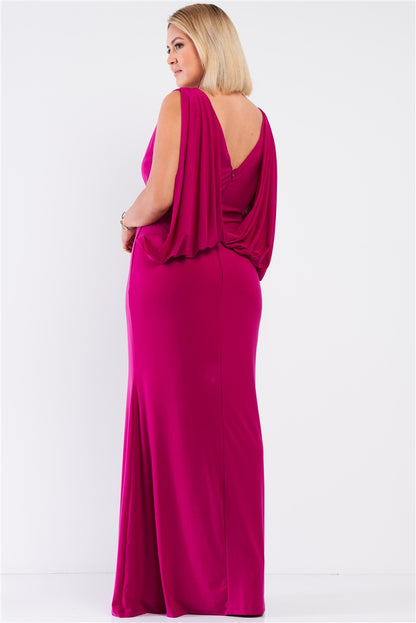 Plus Draped Back V-neck Sleeveless Maxi Dress