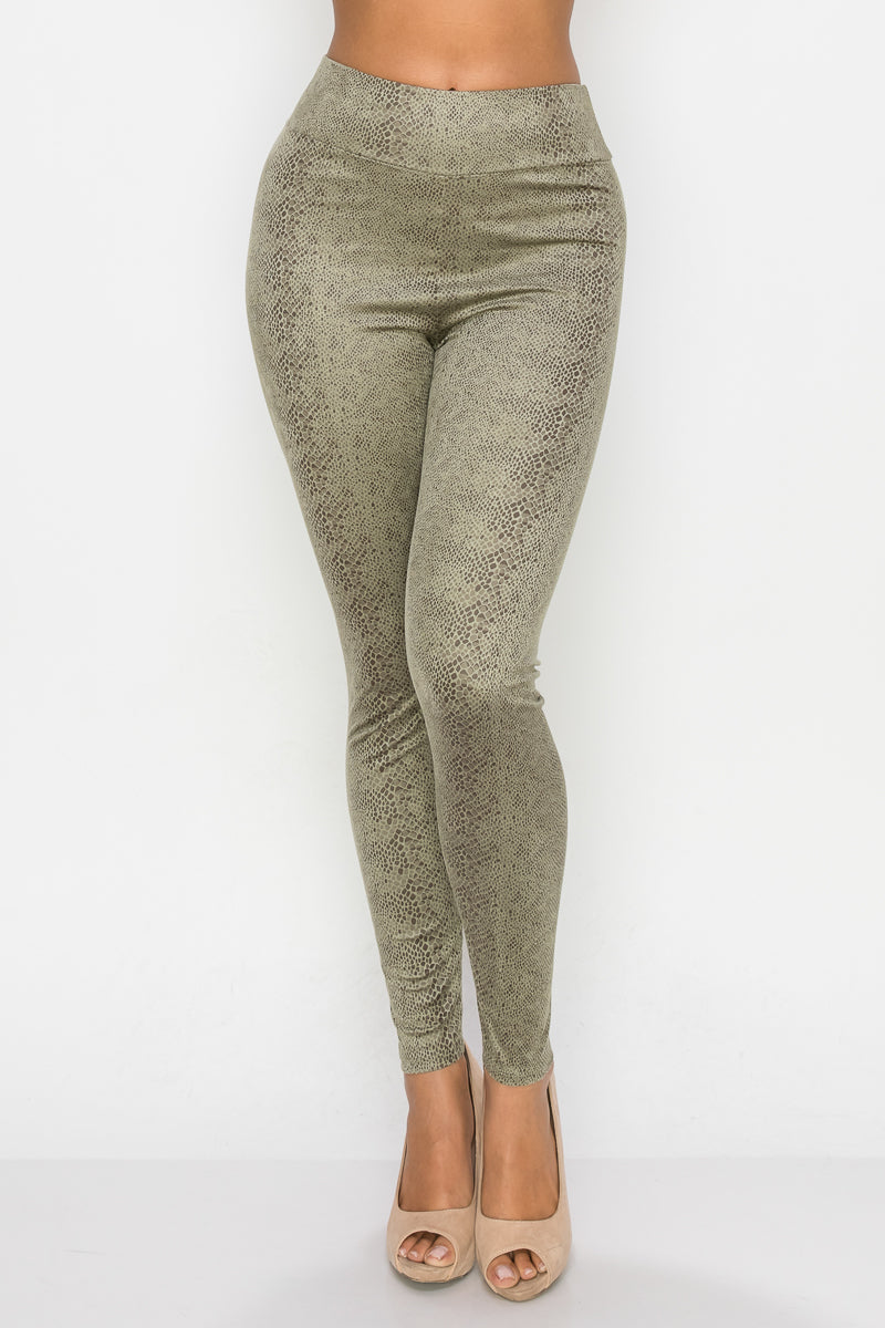 Embossed Snake Print Top And Leggings Set