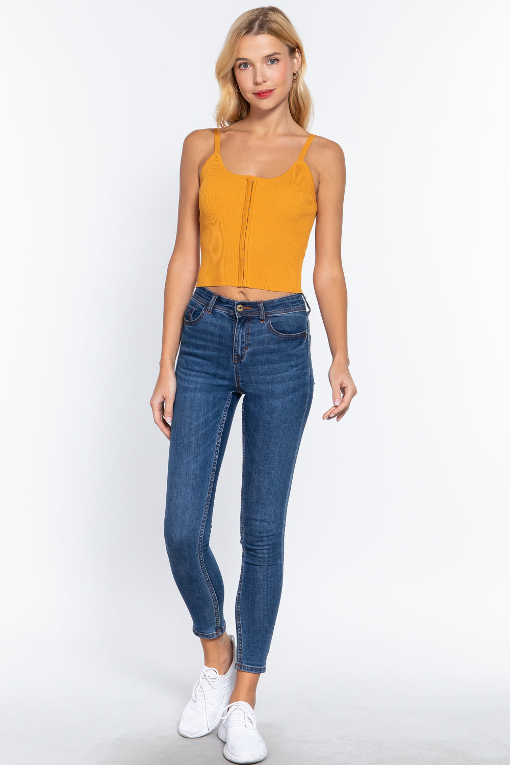 Front Closure With Hooks Sweater Cami Top