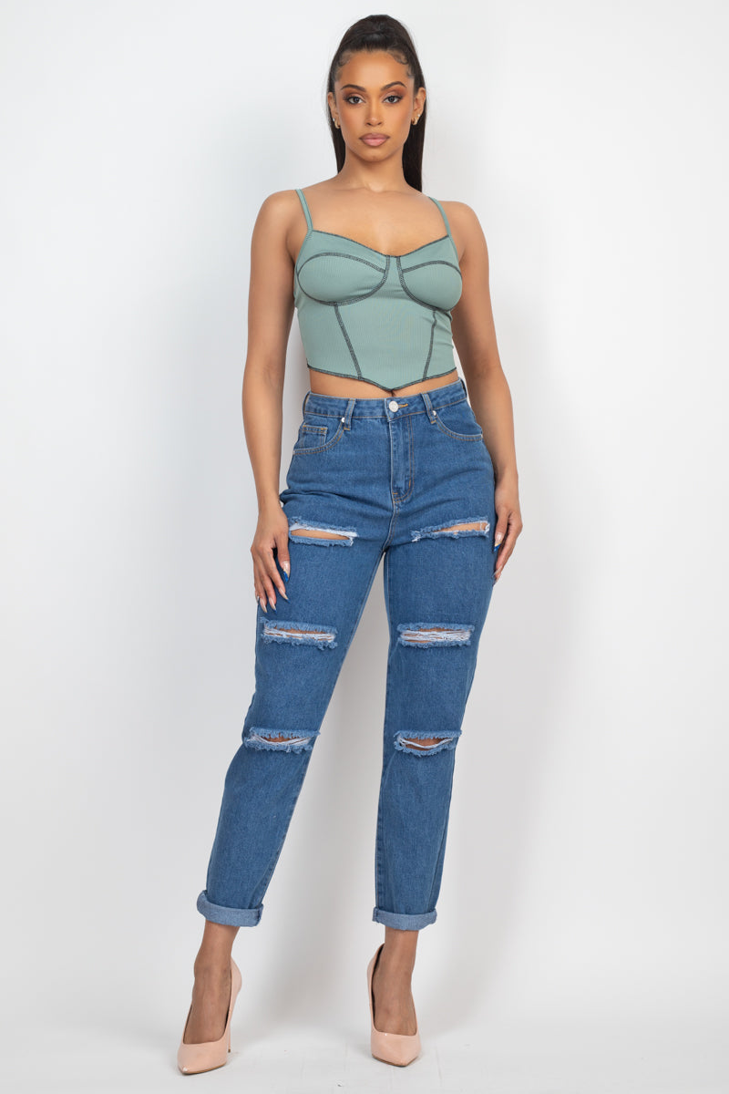 Bustier Sleeveless Ribbed Top