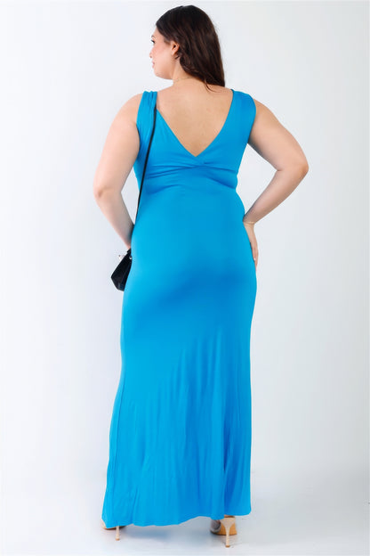 Plus V-neck Sleeveless Maxi Dress