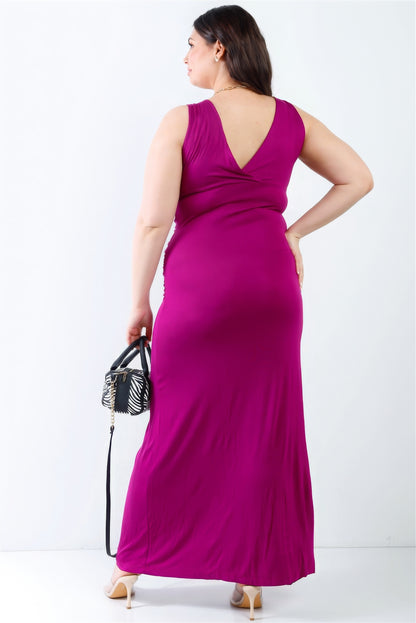 Plus V-neck Sleeveless Maxi Dress