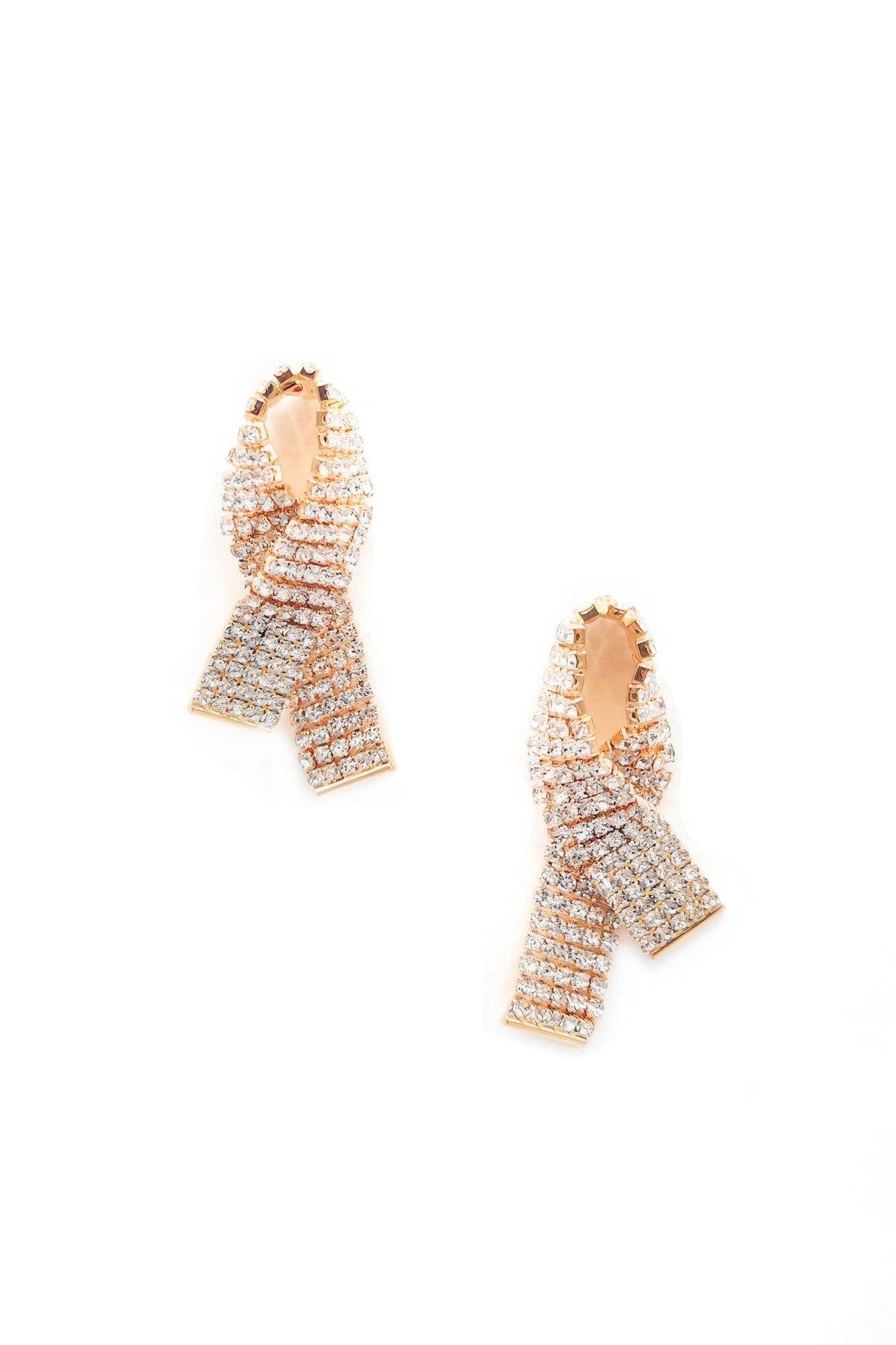 Rhinestone Awarness Bow Earring