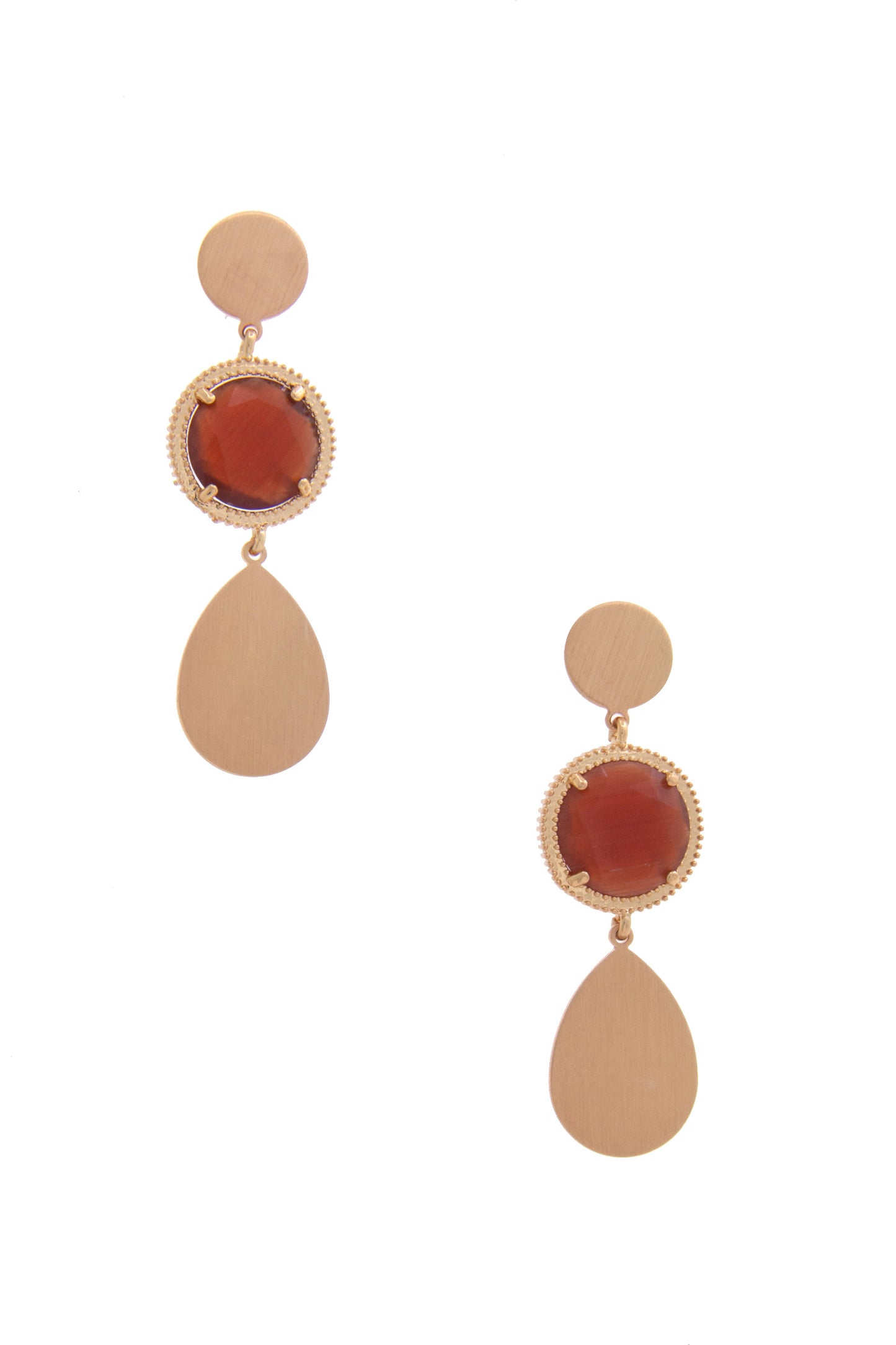 Round Gem Teardrop Dangle Earring