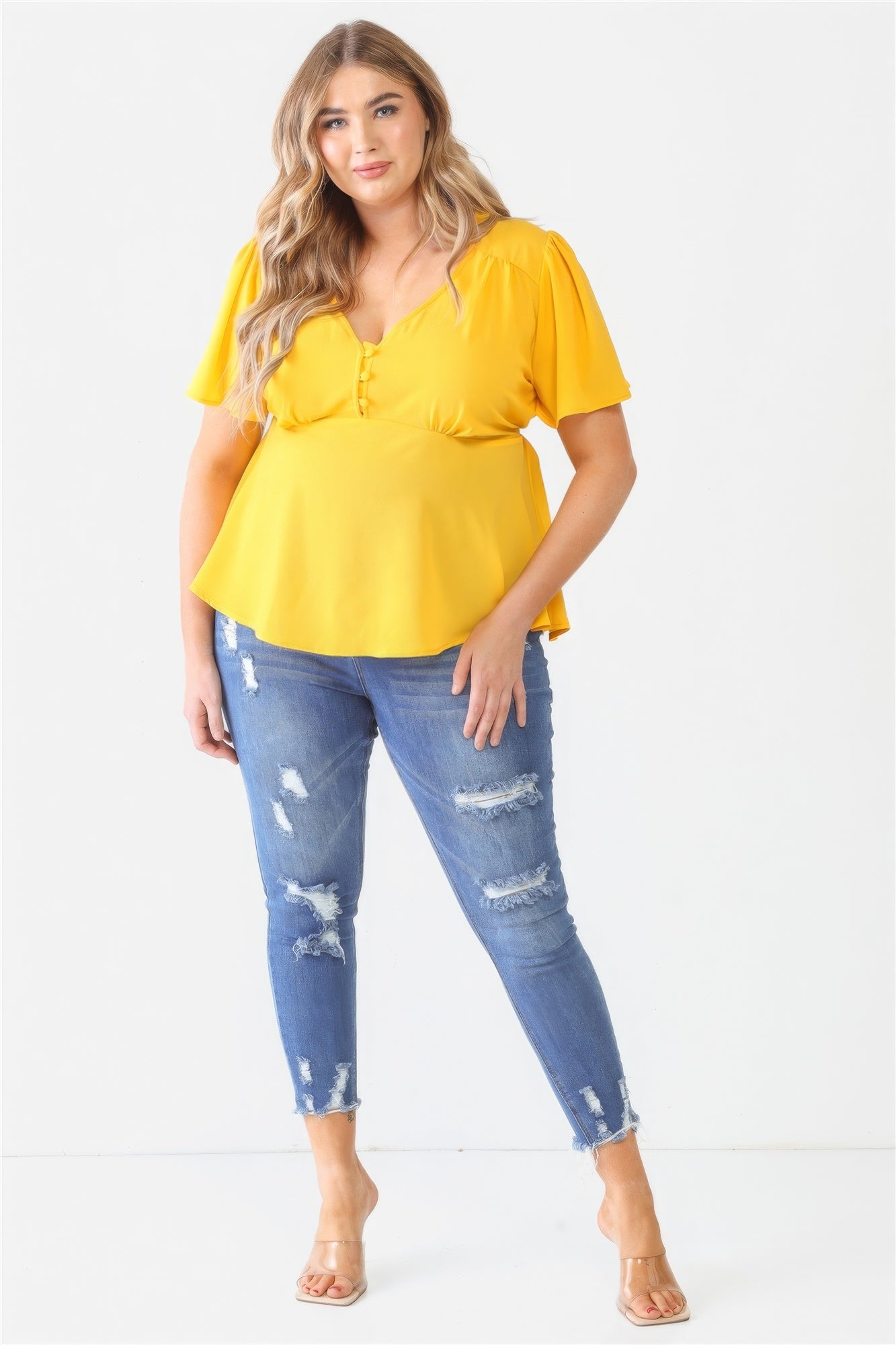 Plus Tie Detail Flare Top