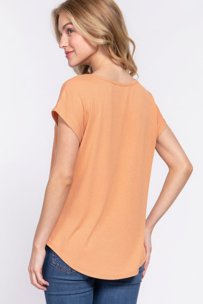 Short Dolman Slv Rib Knit Top