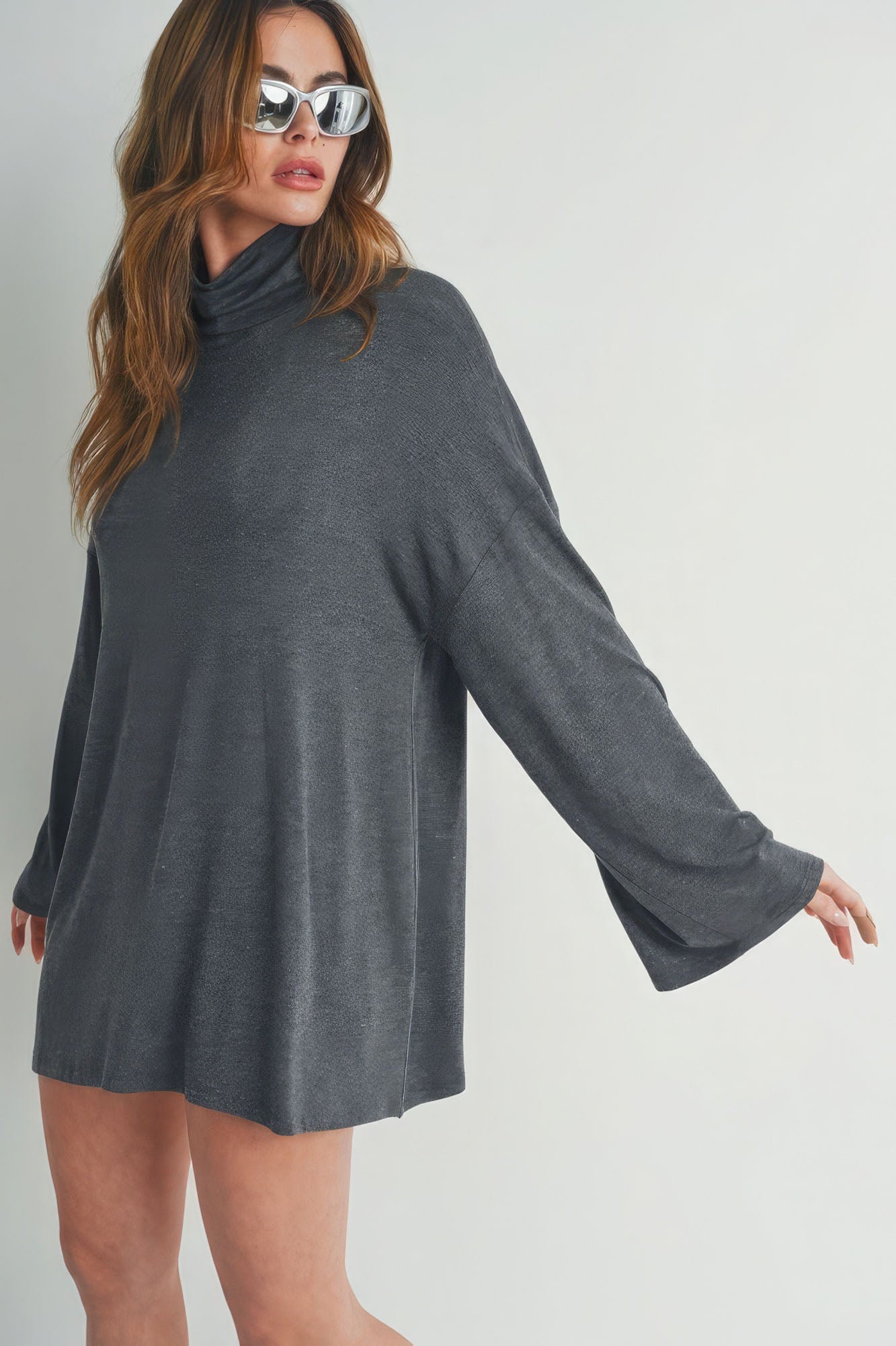 Bell Sleeve Turtle Neck Dress