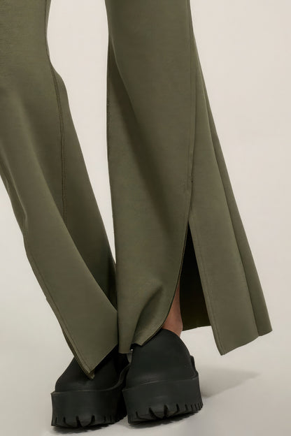 Solid Raw Edge Expose Seam Flare Pants