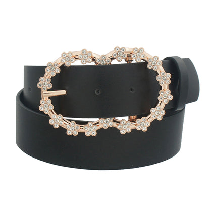 3d Rhinestone Flower Double Circle Belt