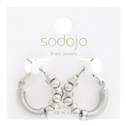 Sodajo Ball Bead Link Gold Dipped Hoop Earring