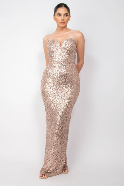 Sequin V-bar Crisscross Tube Dress