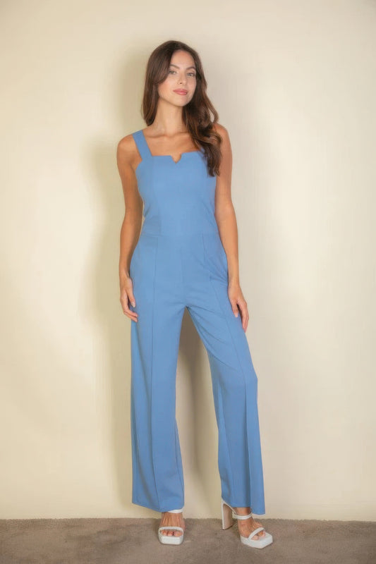 Notched neck cami jumpsuit