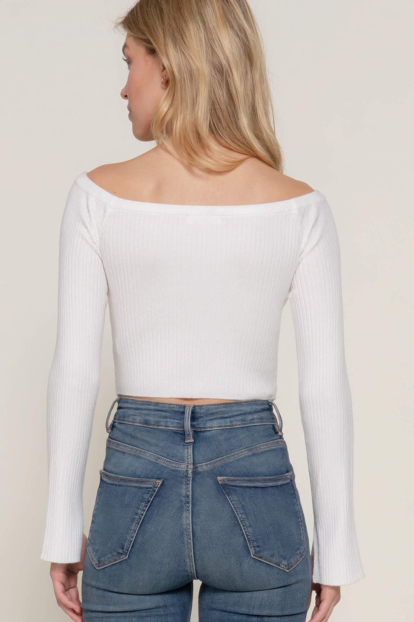 Long flare slv off shoulder sweater